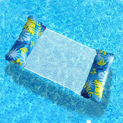 Produktbild von ASKSA Luftmatratze Pool Zubehoer Spass Luftmatratze Wasser Haengematte Aufblasbare Wasserhaengematte Erwachsene,Blaue Blaetter