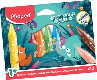 Produktbild von maped JUNGLE fever Jumbo Wachsmalstifte farbsortiert, 12 St.