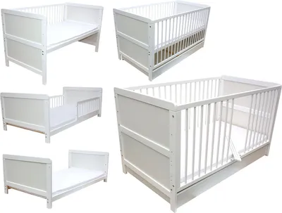 Produktbild von Kinderbett Juniorbett Beistellbett 140x70 cm 3in1 weiß mit Matratze und Schublade