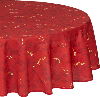 Produktbild von ATMOSPHERA | Weihnachtstischdecke - Tischdecke - rund 180 cm - rot gold - Weihnachten - Tischtuch