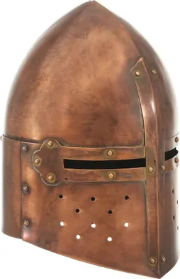 Productafbeelding van Ridderhelm middeleeuws replica LARP staal koperkleurig