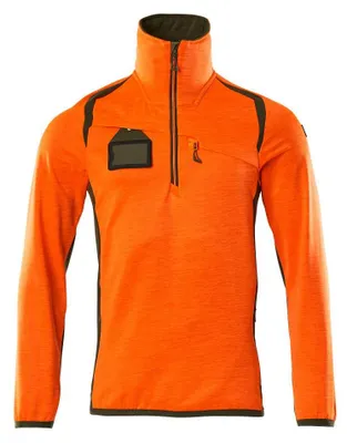 Produktbild von MASCOT® Fleecepullover mit kurzem Reißverschluss Microfleecejacke Größe M, hi-vis orange/moosgrün | Packung (1 Stück)