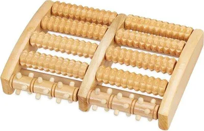 Produktbild von Famanu Fußmassagegerät Holz mit 10 Rollen - Entspannungstherapie