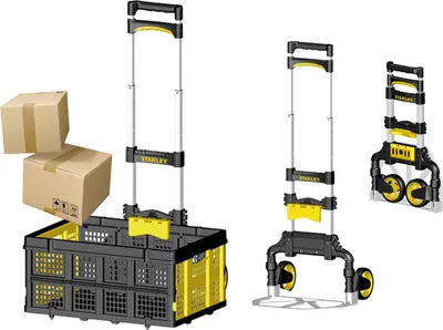 Produktbild von Sackkarre klappbar bis 60kg Transportkarre mit Spanngurt & passender Klappbox