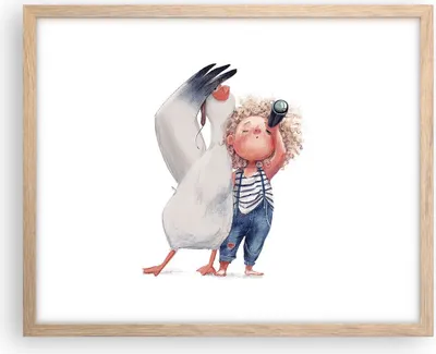 Produktbild von Gerahmtes Poster - Rahmen in heller Eiche - Albatros Kind Bild - 50x40 cm - Wand Bild - Wanddeko - Wandbilder - Kunstposter - Wandposter - Bilderrahmen - Bilder - Kunstdruck - P2NAA50x40-4798