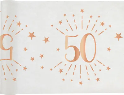 Produktbild von 50. Geburtstag roségold Tischläufer 5 m x 30 cm Zahl 50