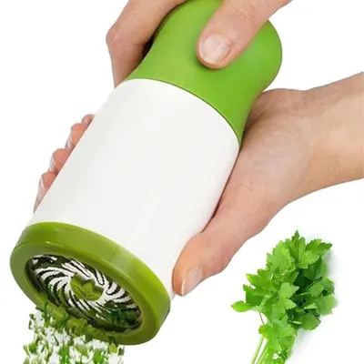 Produktbild von Kräuterzerkleinerer manuell aus Edelstahl, praktischer Gemüse‑Zerkleinerer für Petersilie, Dill und Küchenkräuter