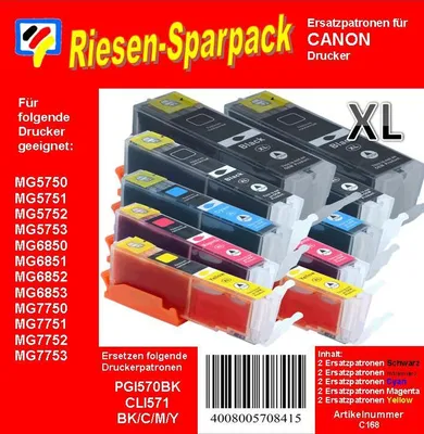 Produktbild von PGI570 & CLI571 Dr. Inkjet Riesensparpack mit 10 XXL Ersatzpatronen BBCMY - ersetzen PGI570 & CLI571 BCMY