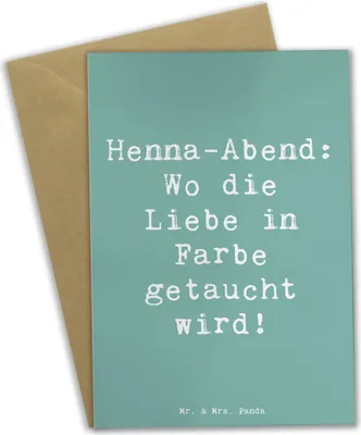 Produktbild von Mr. & Mrs. Panda Klappkarte Spruch Henna-Abend Farbenliebe - Meeresbrise - Geschenk, Geschenke, besondere Atmosphäre, Feier, weihnachtskarten, Heirat, hochzeitskarten