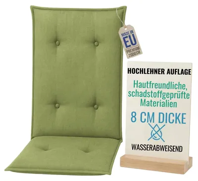 Obrázok produktu pre Pillows24 - Vysoké vankúše na operadlo 120x50x8 cm | Prešívané vankúše na záhradné stoličky odolné voči poveternostným vplyvom | Vankúše na sedenie pre záhradný nábytok | Vyrobené v EÚ | Lemon