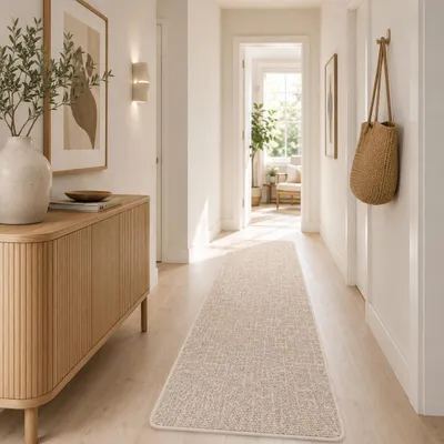 Produktbild von Schlingen Designer Teppich Läufer Niva Beige, Größe:80x400 cm