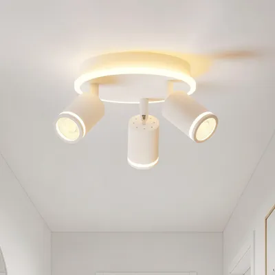 Immagine prodotto di LVWIT, plafoniera LED GU10, plafoniera a 3 luci rotonda, plafoniera LED orientabile, lampada da soffitto bianca con faretti, lampada da soffitto a 3 luci girevole, faretti da soffitto moderni - senza lampadine