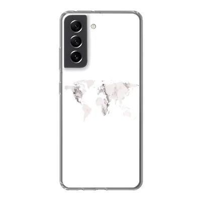 Produktbild von MuchoWow® Handyhülle Schutzhülle Hülle für Samsung Galaxy S21 FE Weltkarte - Marmor - Weiß Silikon Softcase Handy Hülle - Mobiltelefonhülle