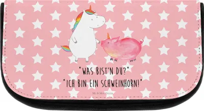 Produktbild von Mr. & Mrs. Panda kosmetiktäschchen Einhorn Schwein - Rot Pastell - Geschenk, Waschtasche, kosmetik organizer, Einhörner, Kulturbeutel, Freundin, Schweinchen, Unicorn