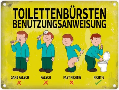 Produktbild von Metallschild mit Spruch: Toilettenbürstenbenutzungsanweisung Blechschild