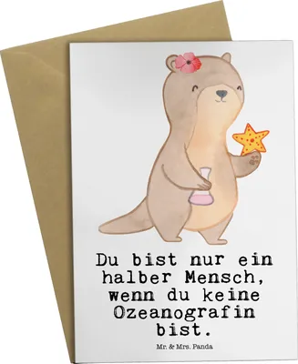 Produktbild von Mr. & Mrs. Panda Beileidskarte Ozeanografin Herz - Weiß - Geschenk, Spruch, Naturwissenschaftler, weihnachtskarten, dankeskarten, jubiläumskarte, Lustig, Studium