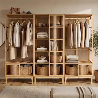 Produktbild von Garderobenset 1 x ’Trundholm’ + 2 x ’Vemb’ 185 x 240 x 45 cm aus Bambus