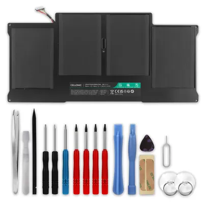 Image de CELLONIC 1x Batterie pour Ordinateur portable MacBook, Compatible avec Apple MacBook Air 13 - A1466 - Mid-2017, MacBook Air 13 - A1466 - Mid-2012, A1496 - (4800mAh, 7.4V) + kit d'outils
