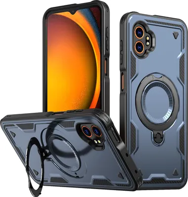 Produktbild von Dual Layer Hülle für Samsung Galaxy XCover7 Pro mit Ring Ständer Magnetisch Stoßfest Handyhülle Blau