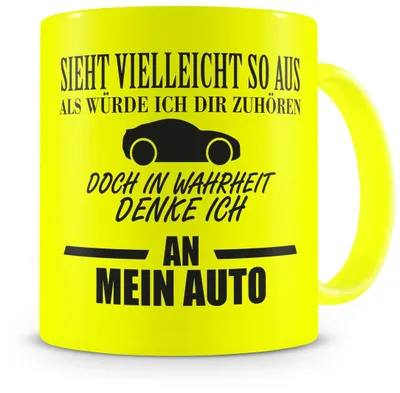Productafbeelding van Koffiemok - Met tekst - Voor warme dranken - Neon geel, 300 ml