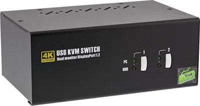 Produktbild von InLine KVM Desktop Switch - 2x - Dual-Monitor DisplayPort 1.2 - 4K - USB 2.0 - Audio