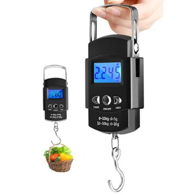 Produktbild von Taschenwaage mit beleuchtetem LCD-Bildschirm Waage tragbare elektronische Waage digitale Fischhaken-Hängewaage Fischwaage mit Maßband Lineal