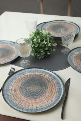 Produktbild von Hermia Concept, X00017292, Tellerset (6 Stück), Blau, 100 % KERAMIK-STEINZEUG, 28 x 28 cm