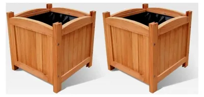 Produktbild von 2er Set Holz Hochbeet Pflanzkübel Blumenkasten Pflanztrog Garten