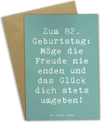 Produktbild von Mr. & Mrs. Panda Glückwunschkarte Spruch 82. Geburtstag Freude - Meeresbrise - Geschenk, hochzeitskarten, neujahrskarte, weihnachtskarten, Geburtstagsgeschenk, Grußkarten