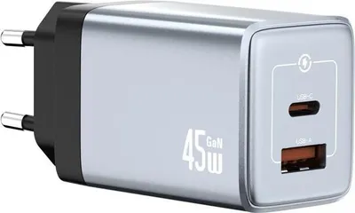 Immagine prodotto di Caricabatterie rapido NEXTBATT 45W USB-C/USB-A - Nero/Grigio