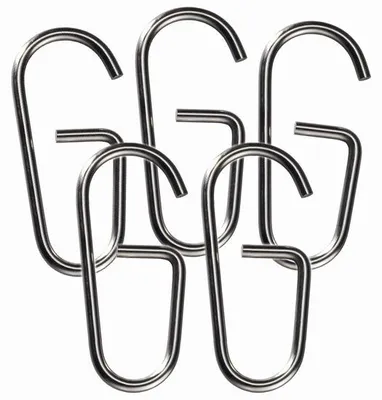 Imagen del producto de Ganchos para cortinas Ibzenoa® de acero inoxidable resistente a la corrosión – Juego de 5 unidades, 58x26x3 mm | Para cortinas de ducha y de ventana, barras de hasta 12 mm de diámetro, diseño que evita que se doblen