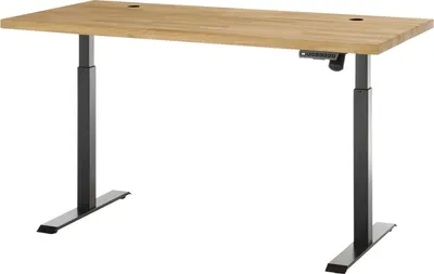 Produktbild von Schreibtisch - Braun - Schwarz - Eiche - Metallgestell - B 160 cm - elektrisch höhenverstellbar