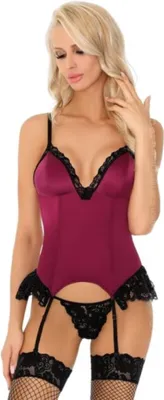 Produktbild von Livco Corsetti Fashion - Agrafena Cf 90436 Korsett +  Tanga Burgund S/M
