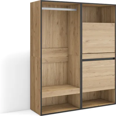Immagine prodotto di COZY Armadio Aperto, 120x35x145cm, Camera da letto, Scarpiera, Rovere