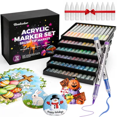 72 Acrylmarker mit Pinselspitze für Holz, Stein, Glas, DIY