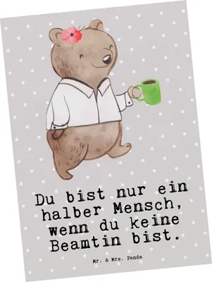 Produktbild von Mr. & Mrs. Panda Postkarte Beamtin Herz - Grau Pastell - Geschenk, Postkarten, Amt, Beamte, Öffentlicher Dienst, Studium, Ansichtskarten, bildkarte, Grußkarte, Fotokarte
