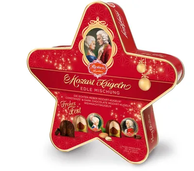 Produktbild von Reber Weihnachtsstern Mischung aus 12 Constanze & Mozart Kugeln