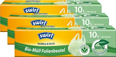 Produktbild von Swirl -Müll Folien-Beutel 10l mit Tragegriff 10 stk./Rolle (3er Pack)