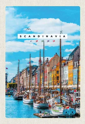 Produktbild von vianmo Holzschild 30x20 cm Skandinawien Schiffstour Meer Bildmotiv Reisemotiv Abenteuer Reisen