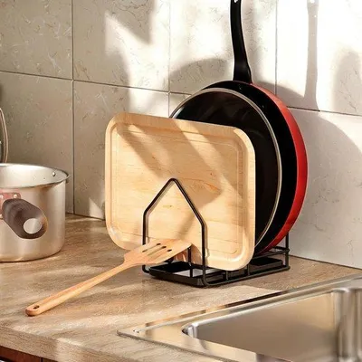 Produktbild von Famanu Halter mit Abtropfschale und Deckelhalter – Schwarz