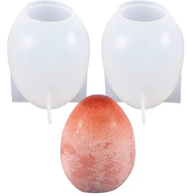 Immagine prodotto di 2 stampi in silicone 3D a forma di uovo di Pasqua per realizzare candele, saponi o decorazioni in fondant