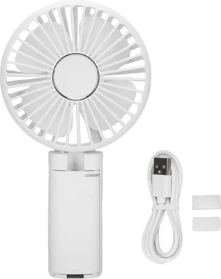 Productafbeelding van Draagbare ventilator met klem voor parasols, USB-oplaadbaar, handzaam voor thuis, buiten, op kantoor, met 3 ventilatorsnelheden, wit
