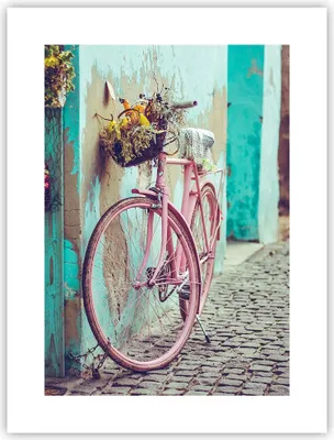 Produktbild von Poster - Poster ohne Rahmen - Rosa Fahrrad Vintage - 30x40 cm - Wand Bild - Wanddeko - Wandbilder - Kunstposter - Wandposter - Bilder - Kunstdruck - Wanddekoration - Wandbild - P2XPA30x40-4471