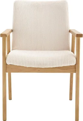 Produktbild von 2er-Set Stühle mit Armlehnen - Cord & Kautschukholz - Creme - FILDON