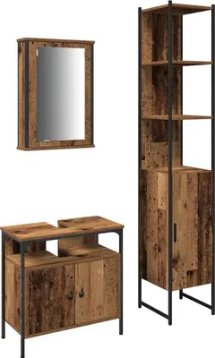 Immagine prodotto di vidaXL Set di mobili da bagno con ripiano 3 pezzi in legno recuperato Materiale in legno