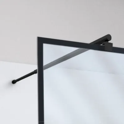 Produktbild von Duschwand MARWELL in modernem Design 140 x 195 cm inkl. Wandhalterung - Glasdusche mit matt schwarzen Wandprofil - Einscheibensicherheitsglas für höchste Sicherheit - Montage auf Duschwanne oder Fliese