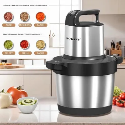 Produktbild von Elektrisch Fleischwolf Zerkleinerer 6L 1500W Multizerkleinerer mit 3 Geschwindigkeitsstufen,Fleischwolf für Fleisch, Zwiebeln, Obst, Gemüse