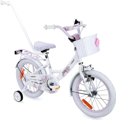 Produktbild von Kinderfahrrad - 16 Zoll - Weiß - für 4-6 Jahre - mit V-Brake Bremsen- mit Gepäckträger - Jugendfahrrad