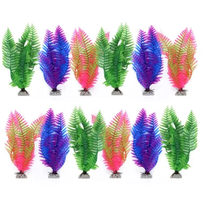 Immagine prodotto di 12 pezzi di decorazioni per acquario, piante finte in plastica, adatte per acquari