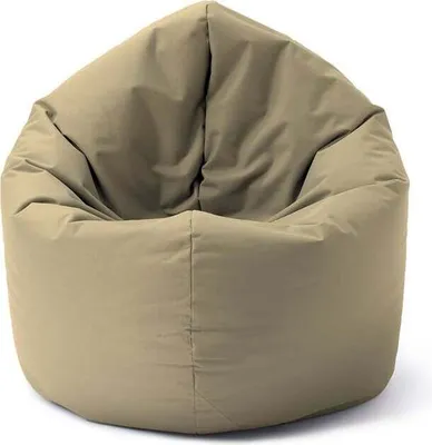 A single beige beanbag chair on a white background.